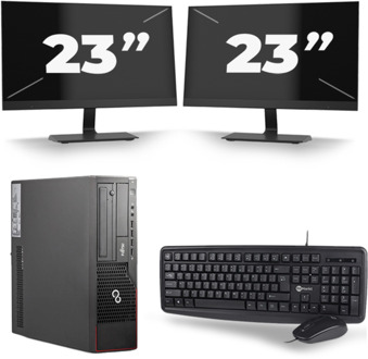 Fujitsu Esprimo E700 SFF - Intel Core i5-2e Generatie - 8GB RAM - 256GB SSD - Windows 10 + 2x 23 inch Monitor