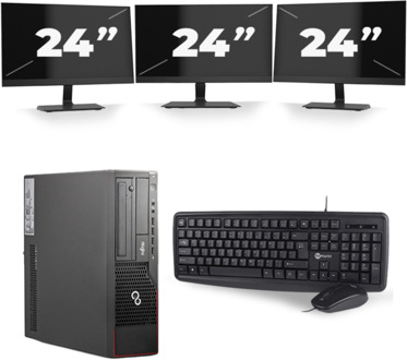 Fujitsu Esprimo E700 SFF - Intel Core i5-2e Generatie - 8GB RAM - 256GB SSD - Windows 10 + 3x 24 inch Monitor