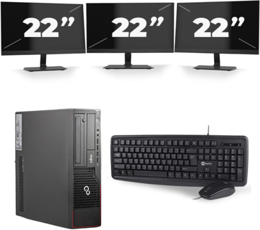 Fujitsu Esprimo E700 SFF - Intel Core i7-2e Generatie - 16GB RAM - 256GB SSD - Windows 10 + 3x 22 inch Monitor
