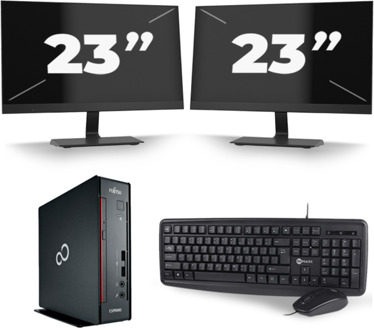 Fujitsu Esprimo Q556/2 USFF - Intel Core i3-6e Generatie - 8GB RAM - 256GB SSD - Windows 11 + 2x 23 inch Monitor Preto - small