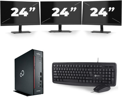 Fujitsu Esprimo Q556 USFF - Intel Core i5-6e Generatie - 8GB RAM - 256GB SSD - Windows 11 + 3x 24 inch Monitor