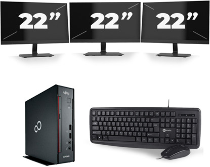 Fujitsu Esprimo Q556 USFF - Intel Core i7-6e Generatie - 16GB RAM - 256GB SSD - Windows 11 + 3x 22 inch Monitor