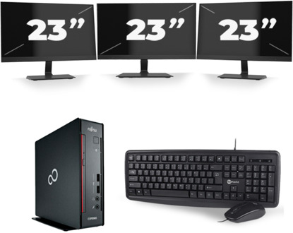 Fujitsu Esprimo Q556 USFF - Intel Core i7-6e Generatie - 16GB RAM - 256GB SSD - Windows 11 + 3x 23 inch Monitor