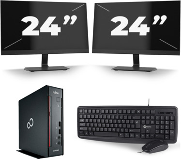 Fujitsu Esprimo Q556 USFF - Intel Core i7-6e Generatie - 8GB RAM - 256GB SSD - Windows 11 + 2x 24 inch Monitor Zwart - small