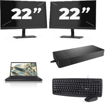 Fujitsu Lifebook A3510 - Intel Core i3-10e Generatie - 15 inch - 16GB RAM - 256GB SSD - Windows 11 Home + 2x 22 inch Monitor