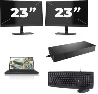 Fujitsu Lifebook A3510 - Intel Core i3-10e Generatie - 15 inch - 16GB RAM - 256GB SSD - Windows 11 Home + 2x 23 inch Monitor