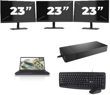 Fujitsu Lifebook A3510 - Intel Core i3-10e Generatie - 15 inch - 16GB RAM - 256GB SSD - Windows 11 Home + 3x 23 inch Monitor