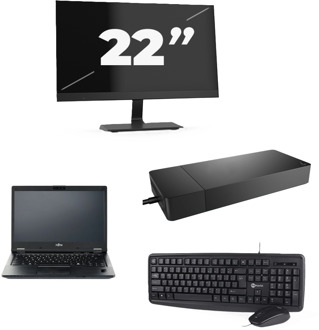 Fujitsu LIFEBOOK E5410 - Intel Core i3-10e Generatie - 14 inch - 8GB RAM - 256GB SSD - Windows 11 Home + 1x 22 inch Monitor Zwart - small