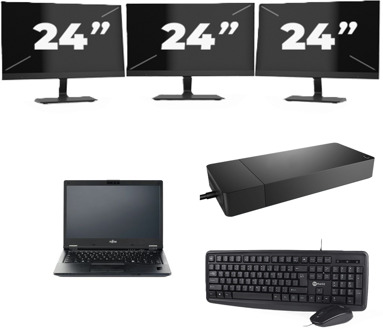 Fujitsu LIFEBOOK E5410 - Intel Core i5-10e Generatie - 14 inch - 8GB RAM - 256GB SSD - Windows 11 Home + 3x 24 inch Monitor - small