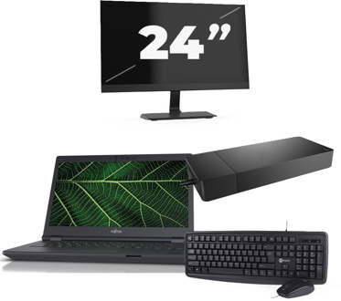 Fujitsu LIFEBOOK E5411 - Intel Core i5-11e Generatie - 14 inch - 8GB RAM - 256GB SSD - Windows 11 Home + 1x 24 inch Monitor - small