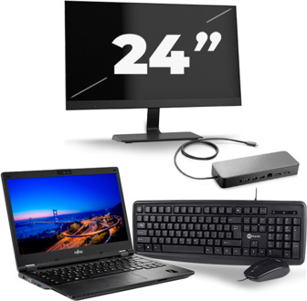 Fujitsu Lifebook E549 - Intel Core i3-8e Generatie - 14 inch - 8GB RAM - 256GB SSD - Windows 11 Home + 1x 24 inch Monitor - small