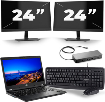 Fujitsu LifeBook E549 - Intel Core i5-8e Generatie - 14 inch - 8GB RAM - 256GB SSD - Windows 11 + 2x 24 inch Monitor - small