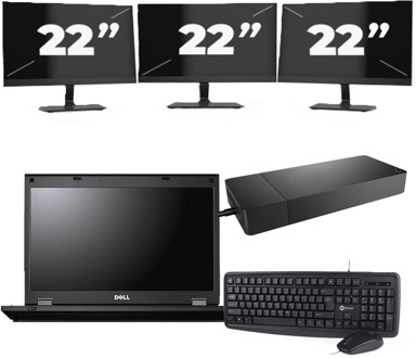 Fujitsu Lifebook E5510 - Intel Core i3-10e Generatie - 15 inch - 16GB RAM - 256GB SSD - Windows 11 Home + 3x 22 inch Monitor