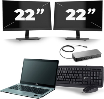 Fujitsu LifeBook S938 - Intel Core i7-8e Generatie - 13 inch - 8GB RAM - 256GB SSD - Windows 11 + 2x 22 inch Monitor - small