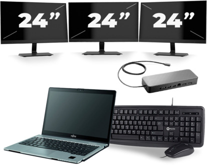 Fujitsu LifeBook S938 - Intel Core i7-8e Generatie - 13 inch - 8GB RAM - 256GB SSD - Windows 11 + 3x 24 inch Monitor - small