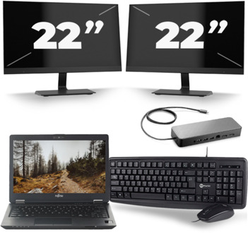 Fujitsu LifeBook U727 - Intel Core i7-7e Generatie - 12 inch - 16GB RAM - 256GB SSD - Windows 11 + 2x 22 inch Monitor