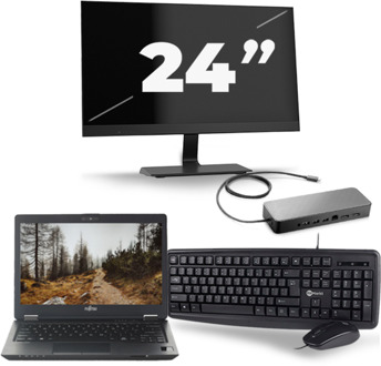 Fujitsu LifeBook U727 - Intel Core i7-7e Generatie - 12 inch - 8GB RAM - 256GB SSD - Windows 11 + 1x 24 inch Monitor - small