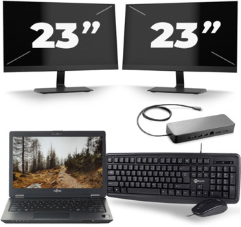 Fujitsu LifeBook U727 - Intel Core i7-7e Generatie - 12 inch - 8GB RAM - 256GB SSD - Windows 11 + 2x 23 inch Monitor - small