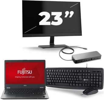 Fujitsu LifeBook U728 - Intel Core i7-8e Generatie - 12 inch - 16GB RAM - 256GB SSD - Windows 11 + 1x 23 inch Monitor