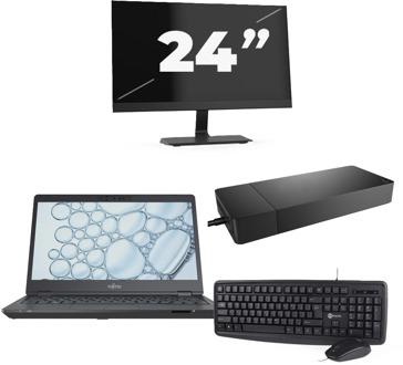 Fujitsu Lifebook U7310 - Intel Core i5-10e Generatie - 13 inch - 8GB RAM - 256GB SSD - Windows 11 Home + 1x 24 inch Monitor