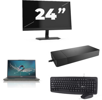 Fujitsu Lifebook U7411 - Intel Core i5-11e Generatie - 14 inch - 8GB RAM - 256GB SSD - Windows 11 Home + 1x 24 inch Monitor - small