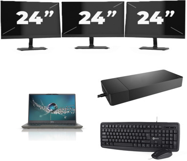 Fujitsu Lifebook U7411 - Intel Core i5-11e Generatie - 14 inch - 8GB RAM - 256GB SSD - Windows 11 Home + 3x 24 inch Monitor - small