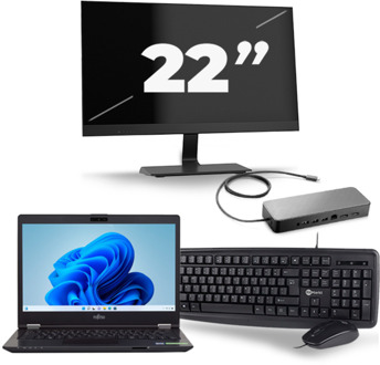 Fujitsu LifeBook U749 - Intel Core i5-8e Generatie - 14 inch - 16GB RAM - 256GB SSD - Windows 11 + 1x 22 inch Monitor