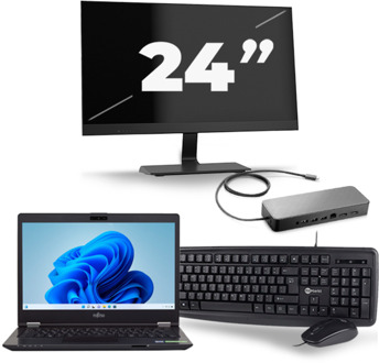 Fujitsu LifeBook U749 - Intel Core i5-8e Generatie - 14 inch - 8GB RAM - 256GB SSD - Windows 11 + 1x 24 inch Monitor - small