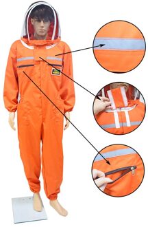 Full Body Geventileerde Bijenteelt Suits Katoen Bee Imker Pak Met Zelfdragende Hekwerk Sluier Kap Bee Farm Imker Gear XL