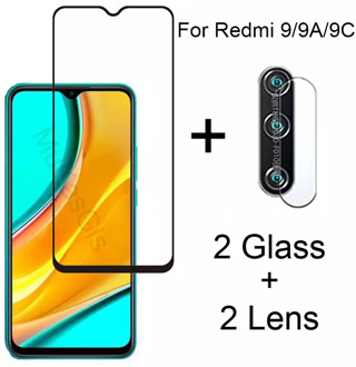 Full Gule Screen Protector Tempered Glass For Xiaomi Redmi 9 9A 9C Explosion-proof Glass + Lens Film For Xiaomi Redmi 9 9A 9C