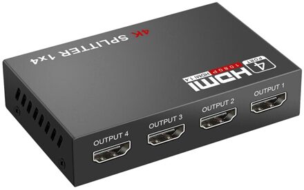 Full Hd Hdmi Splitter Versterker Repeater 1080P 4K 4 Port Hub 3D 1 In 4 Out 1X4 Ons plug