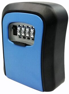 Full-Key Lock Box Wandmontage Aluminiumlegering Sleutel Kluis Weerbestendig 4 Digit Combinatie Sleutel Opslag Lock Box indoor Outdoo blauw