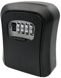 Full-Key Lock Box Wandmontage Aluminiumlegering Sleutel Kluis Weerbestendig 4 Digit Combinatie Sleutel Opslag Lock Box indoor Outdoo Full zwart