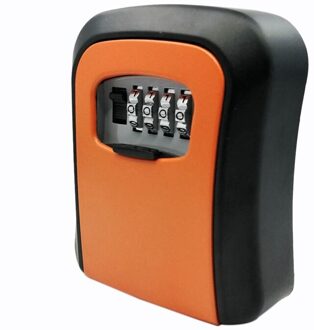Full-Key Lock Box Wandmontage Aluminiumlegering Sleutel Kluis Weerbestendig 4 Digit Combinatie Sleutel Opslag Lock Box indoor Outdoo oranje