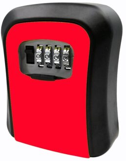Full-Key Lock Box Wandmontage Aluminiumlegering Sleutel Kluis Weerbestendig 4 Digit Combinatie Sleutel Opslag Lock Box indoor Outdoo rood