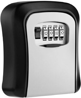 Full-Key Lock Box Wandmontage Aluminiumlegering Sleutel Kluis Weerbestendig 4 Digit Combinatie Sleutel Opslag Lock Box indoor Outdoo zwart