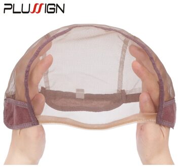 Full Lace Pruik Cap Voor Maken 100% Lace Pruiken Hd Medium Bruine Kleur U Deel Weven Cap M L Xl drie Size Ventilatie 360 Pruik Caps M 1stk