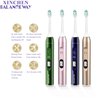 Full LCD Screen Waterproof Ultrasonic Sonic Electric Toothbrush Rechargeable Tooth Brush with Replacement Head Whitening Adult