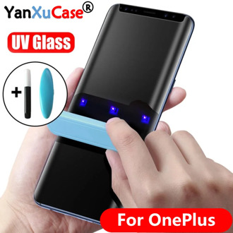 Full Liquid UV Tempered Glass For Oneplus 8 Pro 1+8 Full Cover UV Screen Protector For One Plus 7 7T Pro Protective Front Film