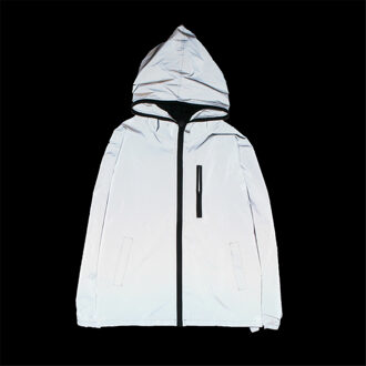 Full Reflecterende Jas Mannen/Vrouwen Harajuku Windjack Jassen Hooded Streetwear Jas Night Shiny Rits Jassen Jas #40 4XL