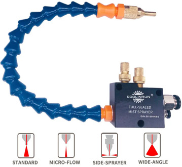 Full Sealed Mist Coolant Lubrication Cooling Sprayer Universal Brass Spray Port CNC Lathe Milling Drill Engraving Machine