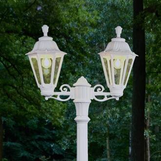 Fumagalli LED lantaarnpaal Artu Rut, 2-lamps, E27, wit wit, helder