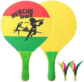 Fun Cricket Badminton Racket 7Mm Grote Badminton Racket Zeven Lagen Van Hoogwaardige Populierenhout Strand Racket Met 2 Ballen Indoor color2