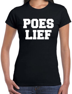 Fun t-shirt poes lief zwart voor dames - fun tekst t-shirt 2XL
