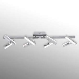 Functionele LED-plafondlamp Rico, 8-lichts staalgrijs, wit gesatineerd