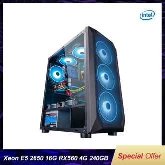 Funhouse Assembled Desktop Computer Intel Xeon E5-2650 8-Core/RX560 4G/8G/16G RAM 240G SSD Cheap Gaming High Performance Desktop