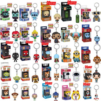 FUNKO POP Cartoon Agnes Spiderman Forky Sonic Maleficent Pocket Keychain Vinyl Action Figure Toys For Children Christmas Gift