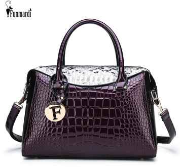 FUNMARDI Brand Crocodile Patchwork Handbag Women Bags Serpentine Designer Shoulder Bag Crossbody Large Ladies Hand Bag WLHB2005