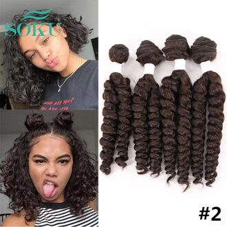 Funmi Krullend Haar Weven Bundels Extensions Korte Weeft Haar Soku Synthetische Pruiken Voor Zwarte Vrouwen Haar Wave 4 Bundels #2