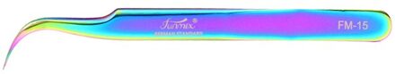 Funmix Kleurrijke Roestvrijstalen Pincet Wimper Extension Beauty Precisie Pincet regenboog FM-15
